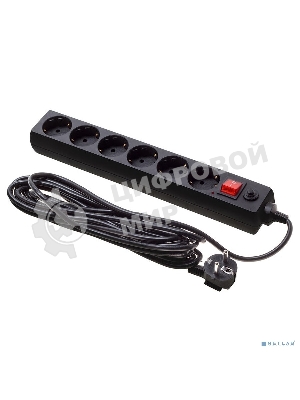 Сетевой фильтр Buro 600SH-16-5-B 5 м, 6 розеток, черный, коробка