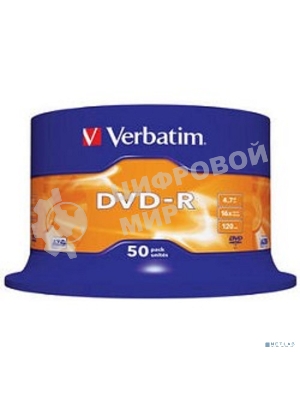 Диск DVD-R Verbatim 4.7Gb 16x Cake Box (50шт) (43548)