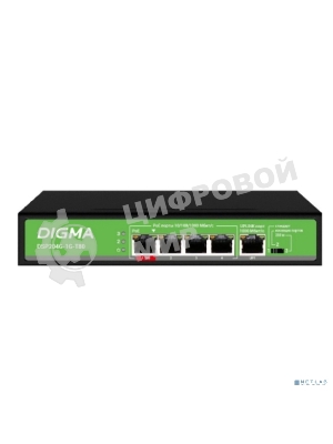 Коммутатор Digma DSP204G-1G-T80 (L2) 5x1 Гбит/с 4PoE 4PoE+ 1PoE++ 80W неуправляемый