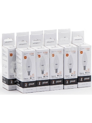 Лампа светодиодная Gauss Elementary 10Вт цок.: E14 свеча 220B 3000K св. свеч. белый теп. C37 (упак.: 10 шт)