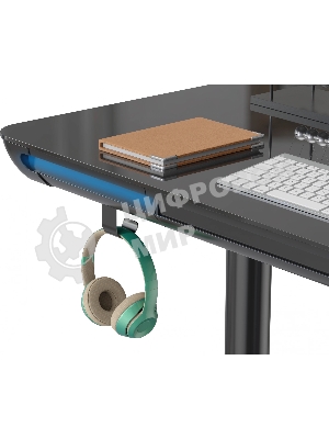 Стол компьютерный Cactus CS-EGD-BK-LED столешница закаленное стекло, черный, каркас черный