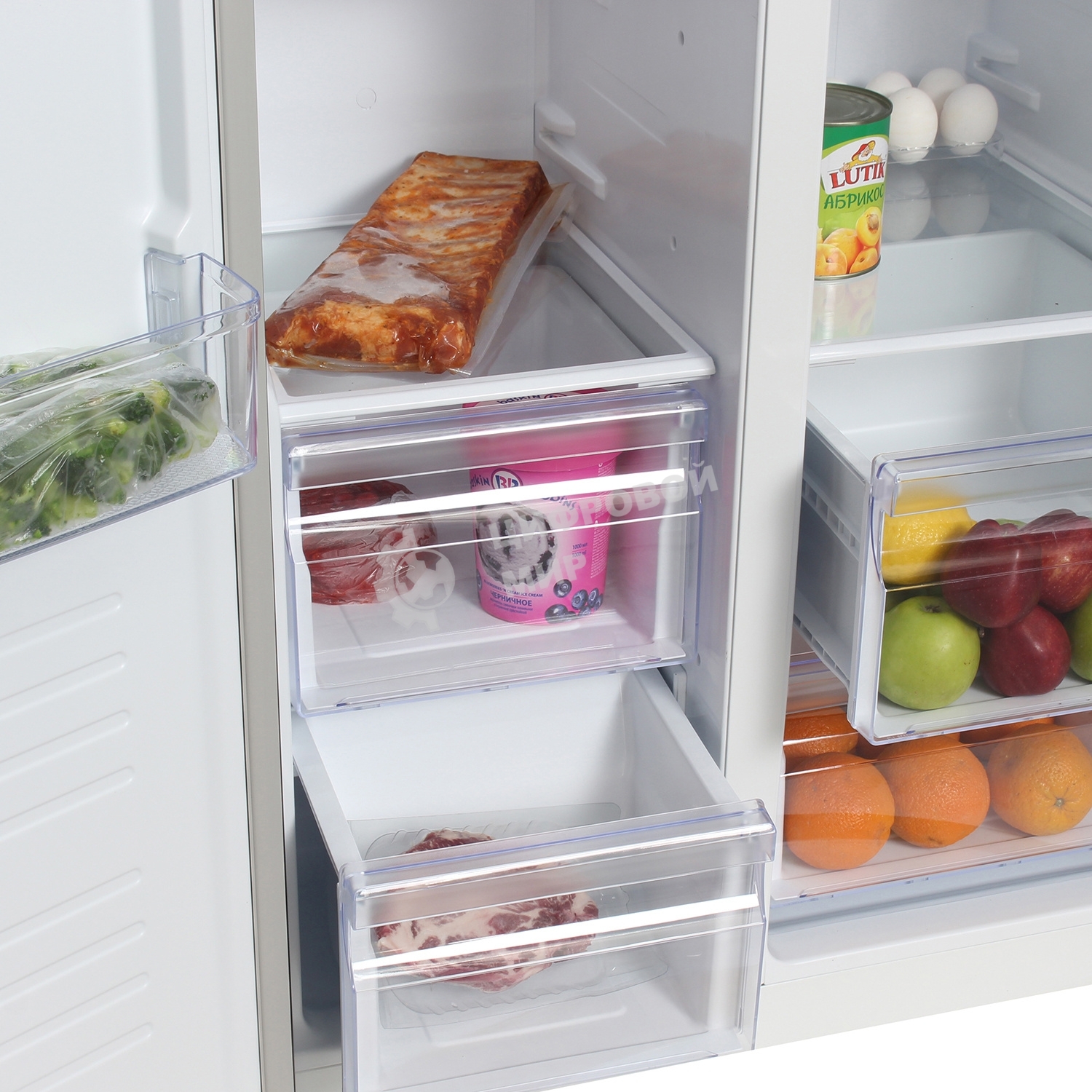 Холодильник Hyundai CS4505F черная сталь двухкамерный Side by Side 271/165л морозилка сбоку