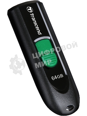 Флешка USB Transcend JetFlash 790С (TS64GJF790C), 64Gb, USB 3.0 Type-C, R/W 90/60, черный/зеленый