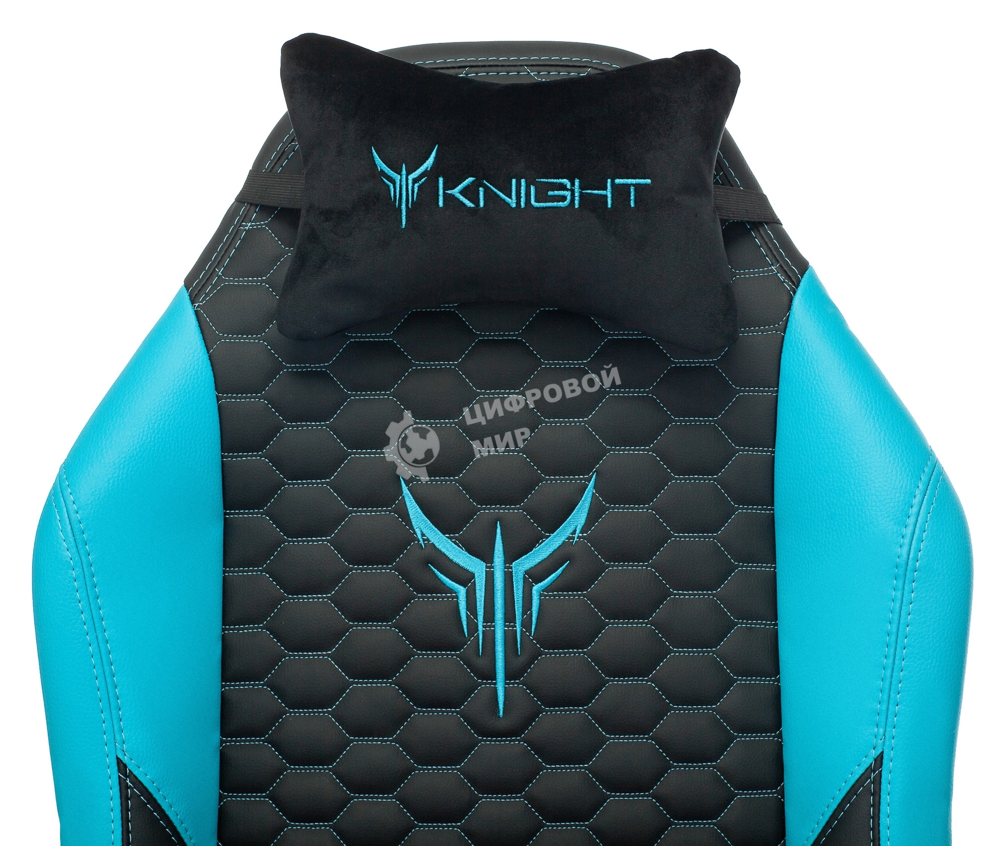 Кресло игровое Knight Neon черный/голубой соты эко.кожа с подголов. крестовина металл