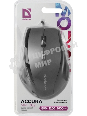 Мышь проводная Defender Accura MM-362 черный, 1600 dpi, USB, кнопки - 6