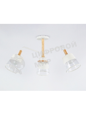 Светильник Ambrella light TR4737/3 WH/LW белый/светлое дерево E27/3 max 40W D760*350