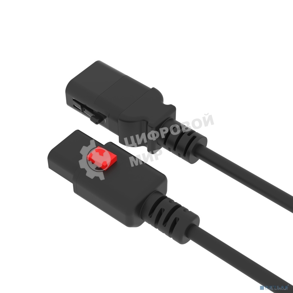 Кабель питания Filum FL-PC-CEE7/7-C13F-C1-1.0-BK с фиксацией, 3х1,0мм, 220В, 10А, черный, 1,0м