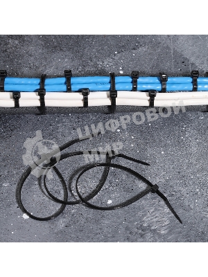 Хомут-стяжкa нейлоновая с тройным замком Rexant 200x3,6 мм, черная, упаковка 100 шт.