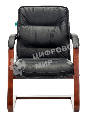 Кресло офисное Бюрократ T-9927WALNUT-AV черный, кожа, полозья дерево