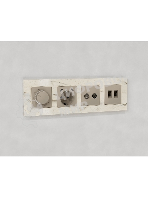 Комплект механизма компьютерной двойной розетки RJ-45 с автоматической защитной шторкой ALFA Серо-бежевый матовый QUANT (AP3721, VM189) MA372110