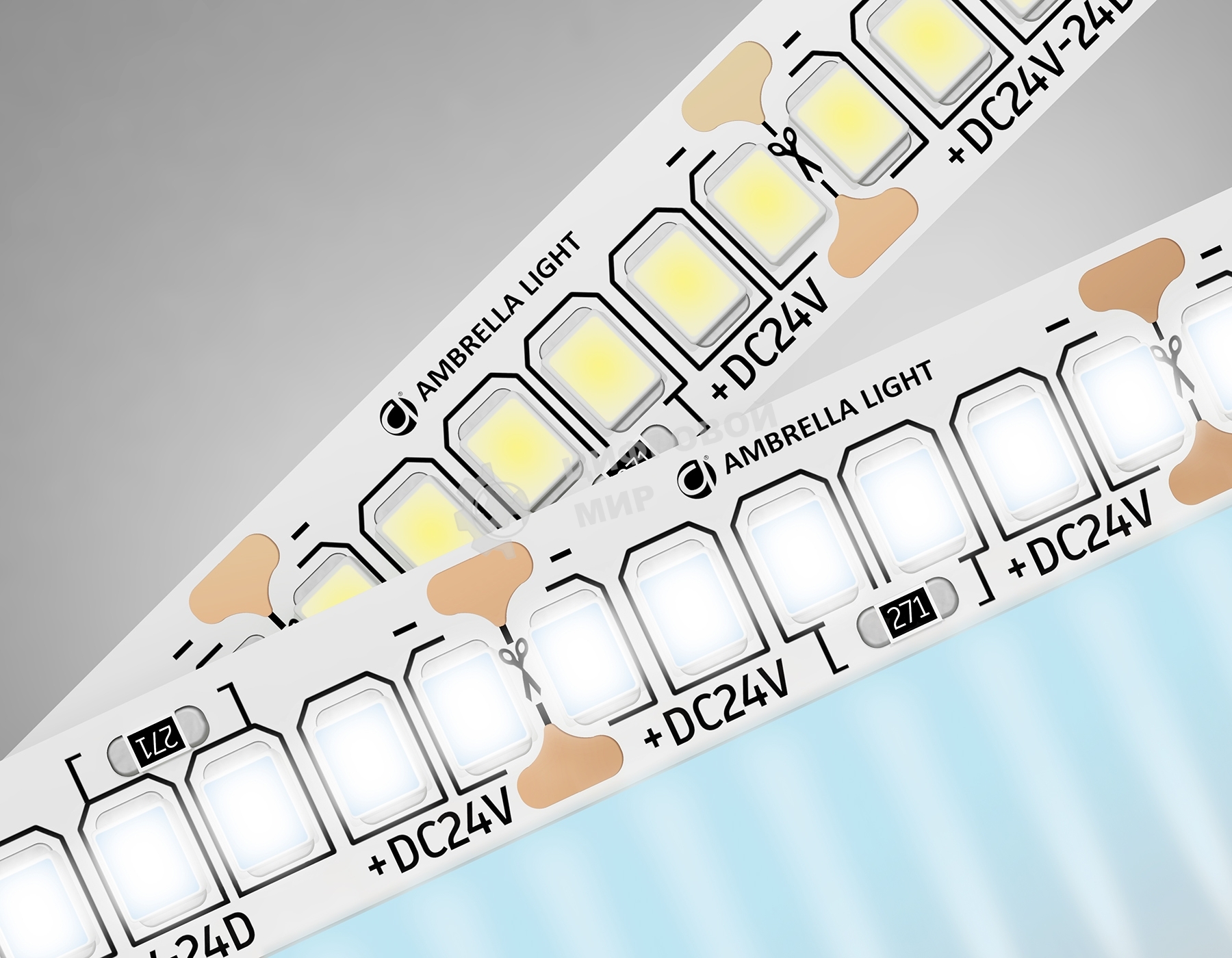 Светодиодная лента Ambrella light GS3503 2835 240Led /22W m/ 24V IP20 6500K/ 5000*10*1.2mm (2 конт.)