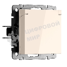 Розетка с заземлением и шторками c крышкой IP44 N (айвори матовый)