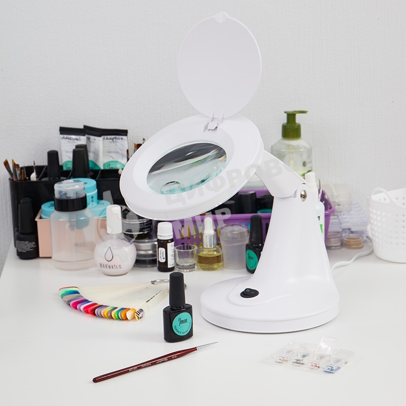 Лупа настольная 3D+12D Rexant с подсветкой 48 LED, белая