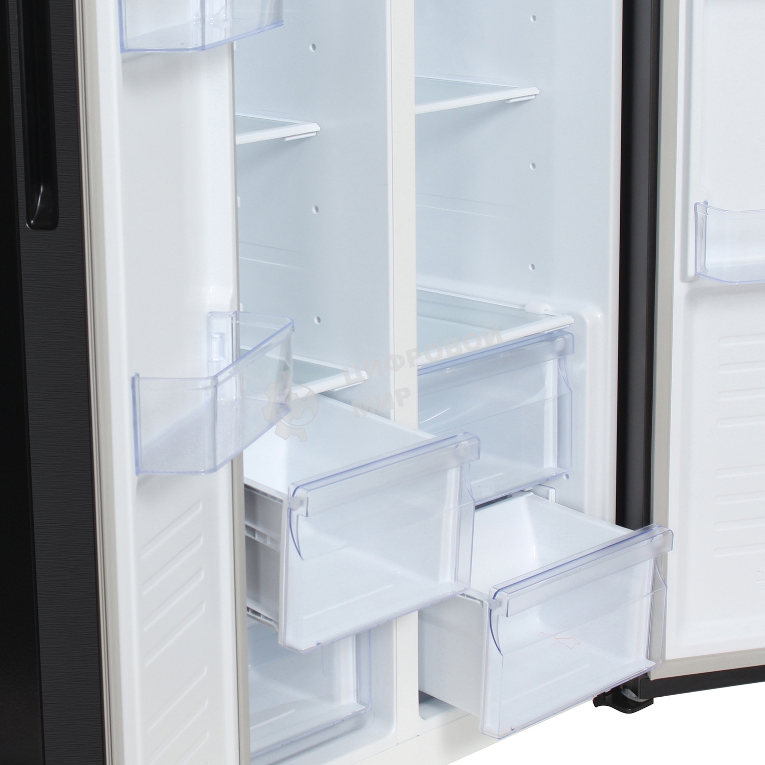 Холодильник Hyundai CS4505F черная сталь двухкамерный Side by Side 271/165л морозилка сбоку