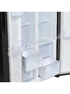 Холодильник Hyundai CS4505F черная сталь двухкамерный Side by Side 271/165л морозилка сбоку