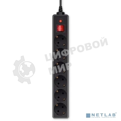 Сетевой фильтр Buro 600SH-16-5-B 5 м, 6 розеток, черный, коробка