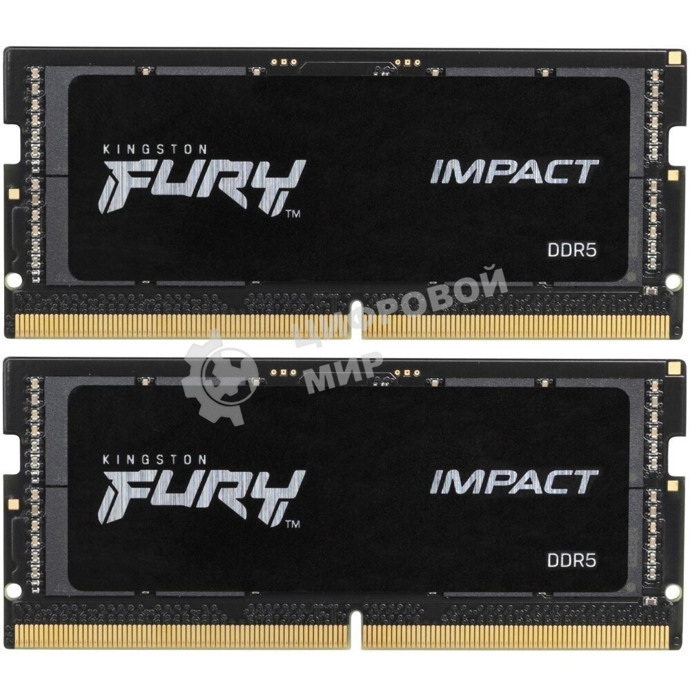 Оперативная память Kingston Fury Impact, DDR5, 32GB (2x16GB), 6400MHz, CL38, SO-DIMM, с радиатором, черный