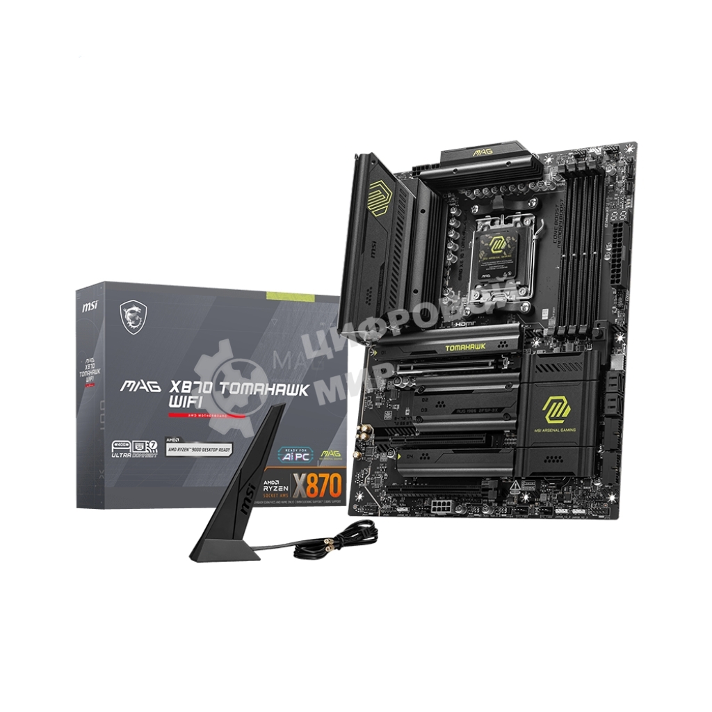 Материнская плата MSI MAG X870 TOMAHAWK WIFI, AM5, AMD X870, 4xDDR5, 4xSATA, 4xM.2, 1xPCI-E 3.0 x1, 1xPCI-E 4.0 x4, 1xPCI-E 5.0 x16, 1xHDMI, 2xUSB Type-C, 1x2.5Gb LAN, 2xUSB-A 3.2 Gen 1, 2xUSB-A 3.2 Gen 2, 2x3.5 мм, 7.1, Standard-ATX