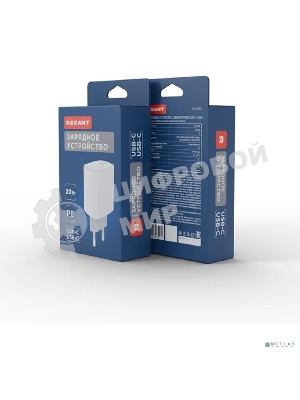 Сетевое зарядное устройство Rexant с двумя портами USB-C + USB-C, 20 Вт