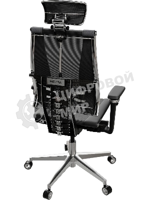 Кресло руководителя Метта Yoga 4DT B2-15D - YM93+Infinity+carbon черный сетка/кожа с подголов. крестов. алюминий хром (комплект 1 шт)
