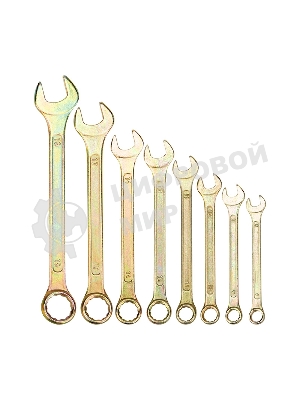 Набор ключей комбинированных Rexant (8-11, 13, 14, 17, 19 мм), 8 шт., желтый цинк