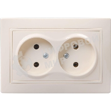 Розетка 2-м СП Кварта 10А IP20 без заземл. крем. IEK ERK23-K33-10-DM