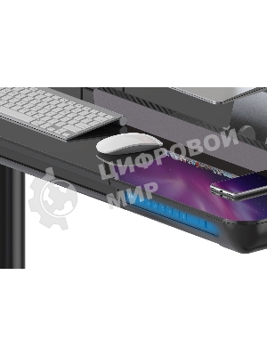 Стол компьютерный Cactus CS-EGD-BK-LED столешница закаленное стекло, черный, каркас черный