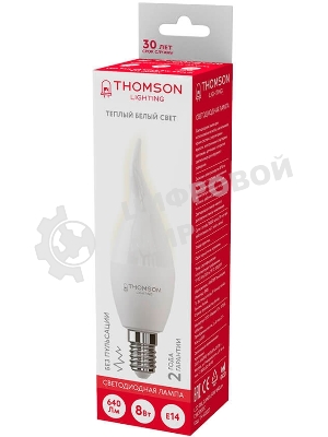 Лампа светодиодная Hiper THOMSON LED TAIL CANDLE 8W 640Lm E14 3000K TH-B2027