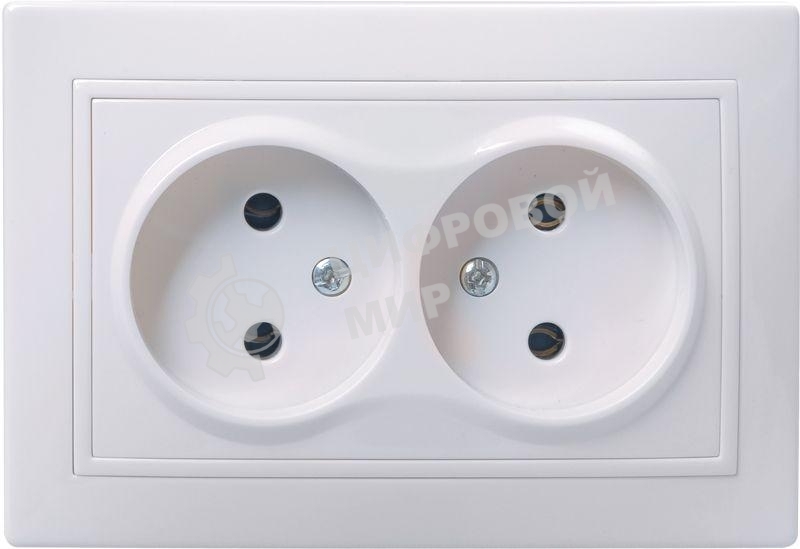 Розетка 2-м СП Кварта 10А IP20 без заземл. белый IEK ERK23-K01-10-DM