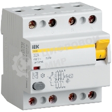 Выключатель дифференциального тока (УЗО) 4п 80А 300мА тип AC ВД1-63 IEK MDV10-4-080-300
