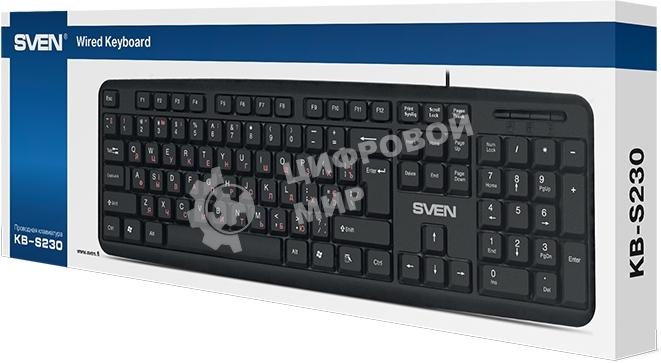 Клавиатура Sven KB-S230 проводная, USB Type-A, чёрный