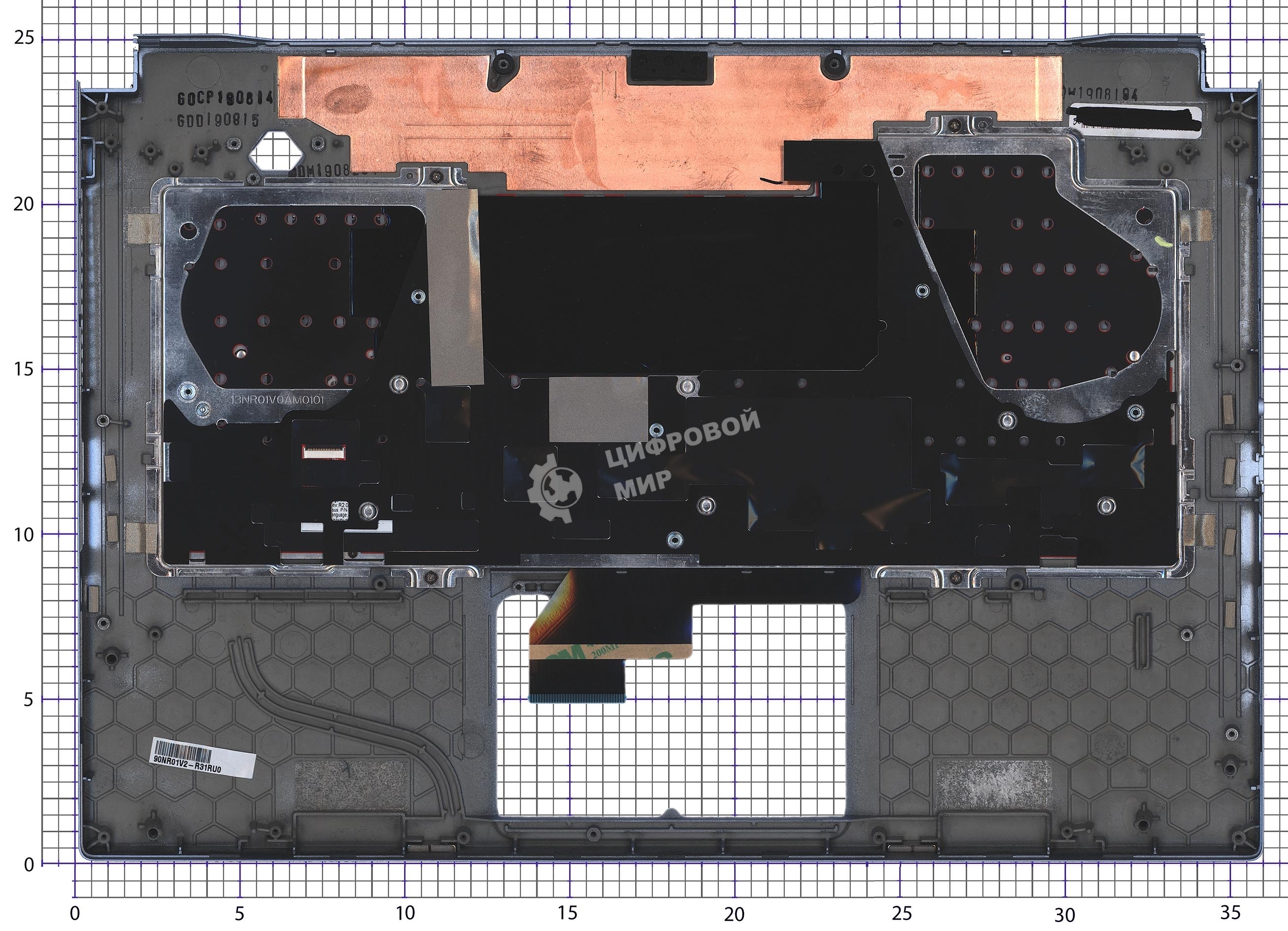 Клавиатура для ноутбука Asus ROG GU502 серебристая c подсветкой маленький энтер