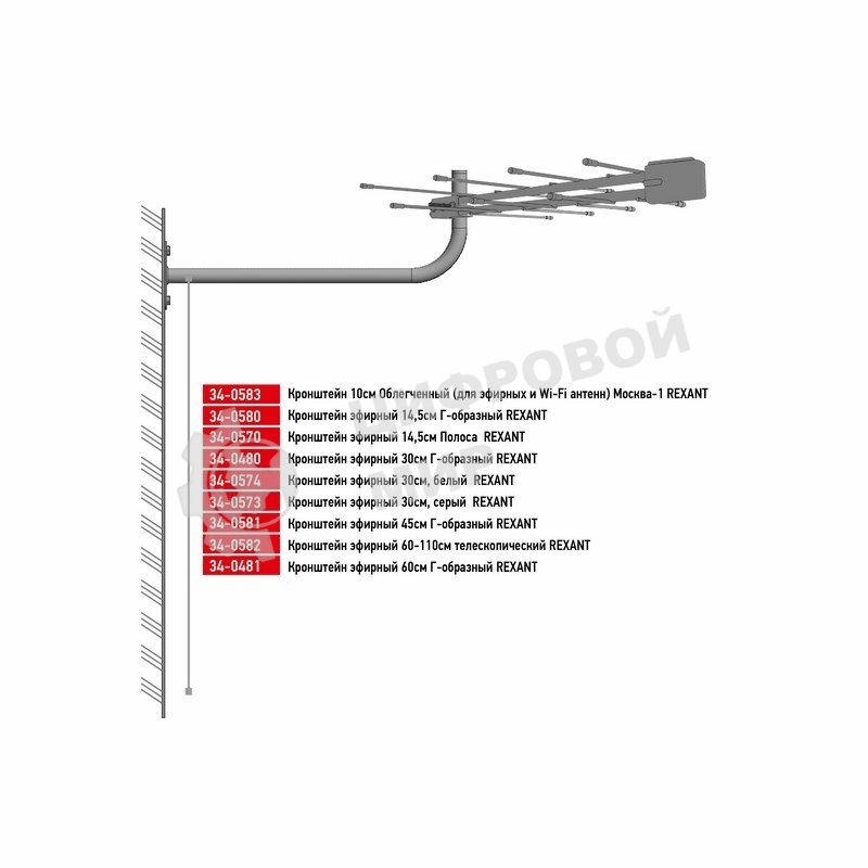 Кронштейн эфирный Rexant 30 см, белый