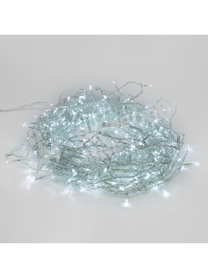 Гирлянда светодиодная универсальная 100 LED БЕЛЫЙ 10 метров, прозрачный ПВХ, с контроллером