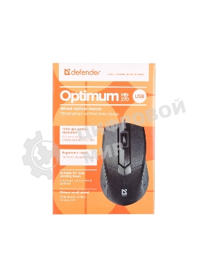 Мышь проводная Defender Optimum MB-270 черный, 1000 dpi, USB, кнопки - 3