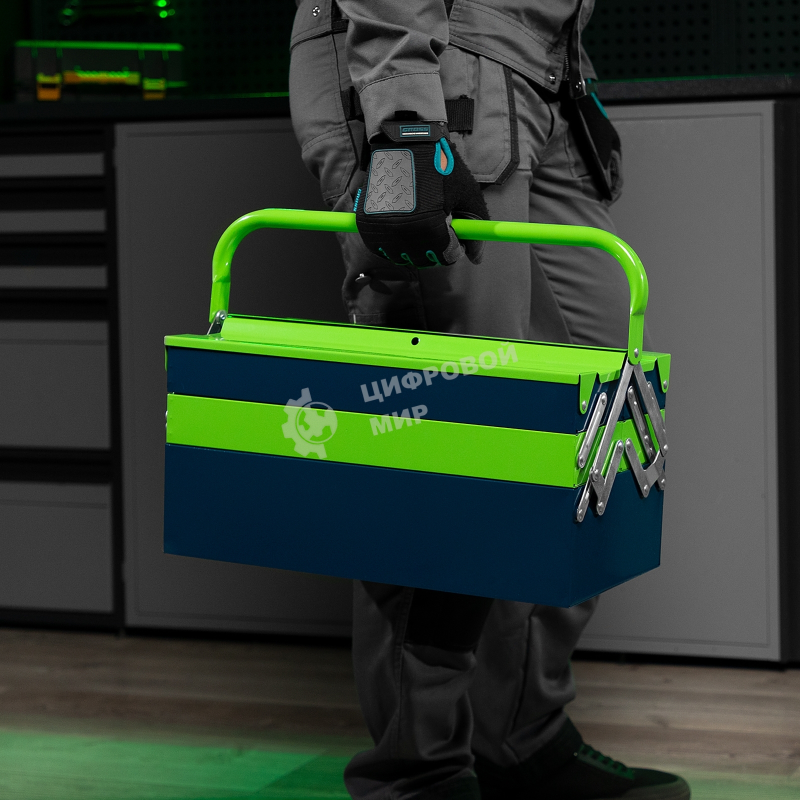 Ящик для инструмента Сибртех 430х200х200 мм, пять секций, металлический