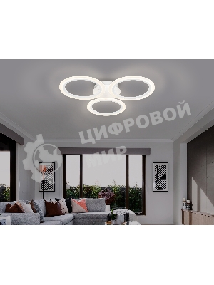 Потолочный светодиодный светильник FA4052/3 WH белый 4200K/3000/6400K 51W D580*80 (ПДУ ИК)