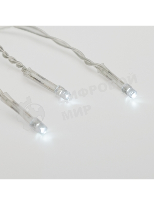 Гирлянда светодиодная универсальная 100 LED БЕЛЫЙ 10 метров, прозрачный ПВХ, с контроллером