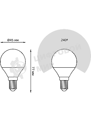 Лампа светодиодная Gauss 105101310 9.5Вт цок.:E14 шар 220B 6500K св.свеч.бел.хол. (упак.:10шт)