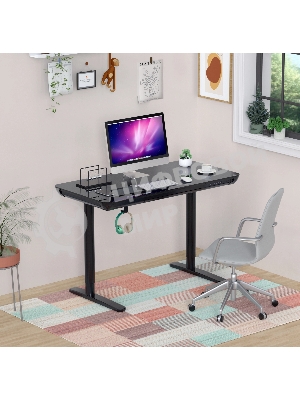 Стол компьютерный Cactus CS-EGD-BK-LED столешница закаленное стекло, черный, каркас черный