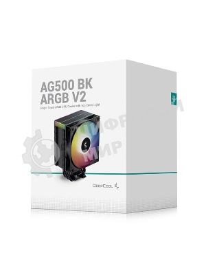 Кулер для процессора DEEPCOOL AG500 BK ARGb V2 черный 120мм алюминий+медь 1900rpm 29.4db 40pin 240W 160мм