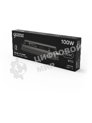 Блок питания для светодиодной ленты пылевлагозащищенный GAUSS 100W 12V IP66