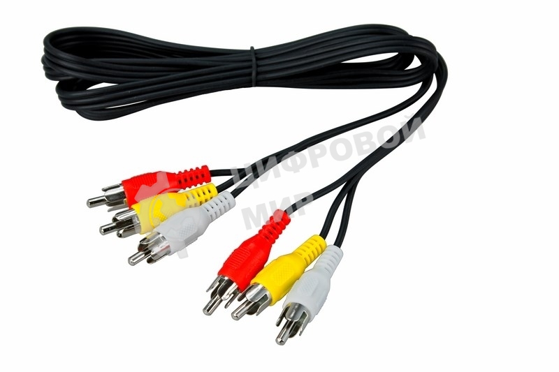 Шнур Rexant 3 RCA - 3 RCA, 1.5 м, черный (10 шт./уп.)