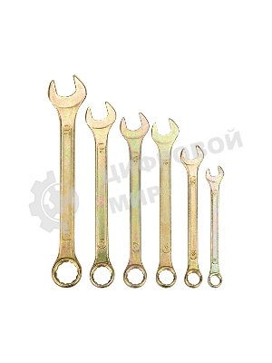 Набор ключей комбинированных Rexant (8, 10, 12, 13, 14, 17 мм), 6 шт., желтый цинк