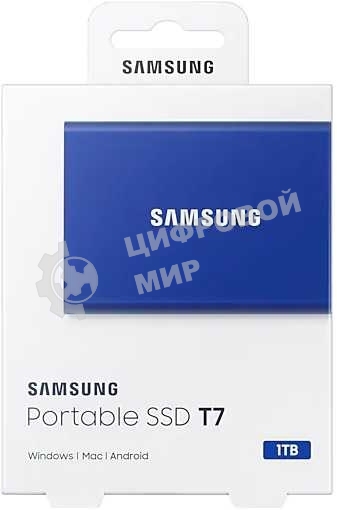 Внешний SSD Samsung T7, 1TB, USB 3.2 Gen 2 Type-C, R/W 1050/1000, синий