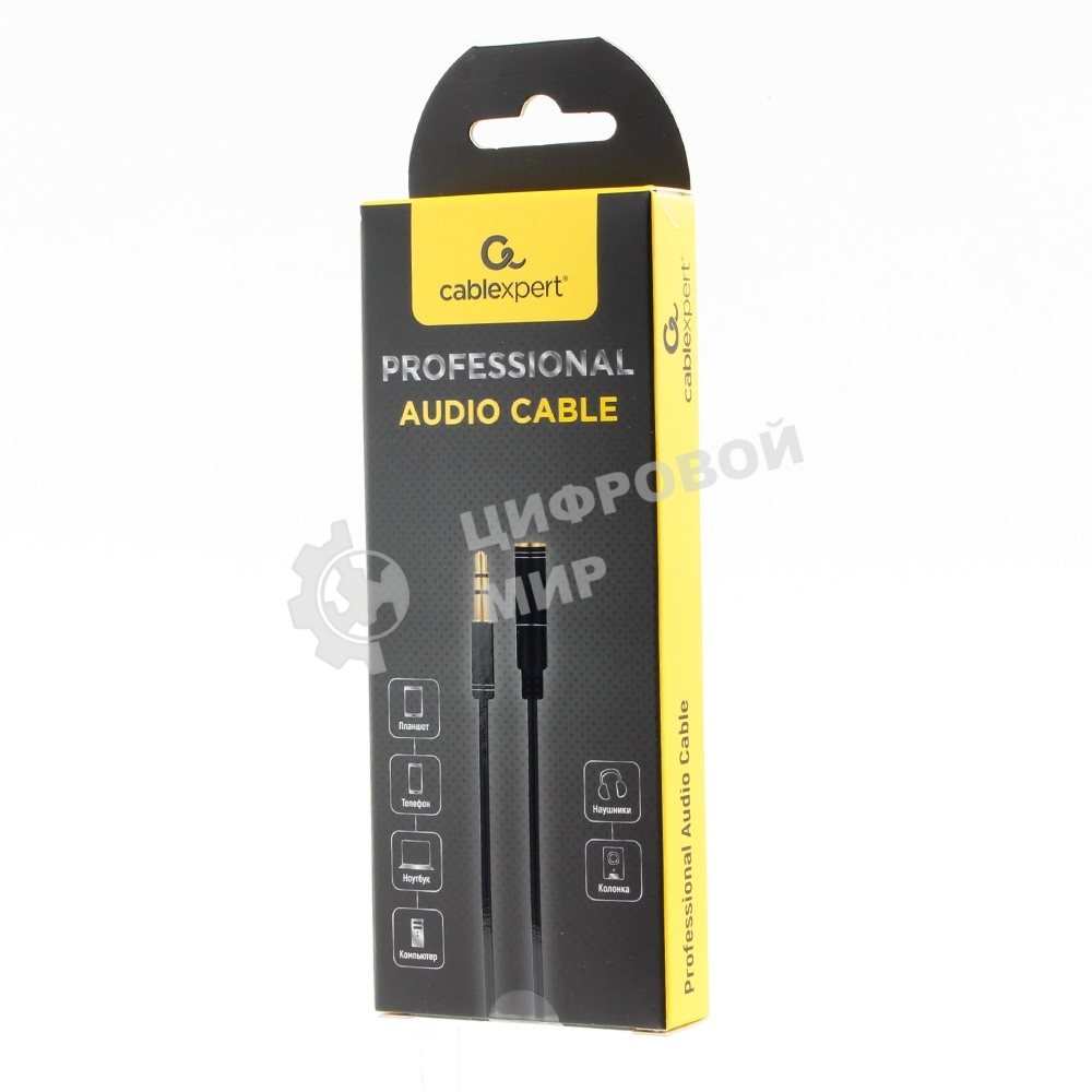 Кабель аудио удлинительный Cablexpert CCAB-02-35MF-1MB. 3.5 Jack (M)/3.5 Jack (F), черный, 1м, блистер