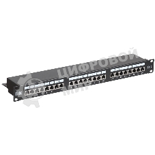 Патч-панель 1U кат.6 STP, 24 порта (IDC Dual), с кабельным органайзером ITK