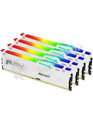 Оперативная память Kingston Fury Beast, DDR5, 128Gb (4x32 Gb), 5200 MHz, CL40, радиатор, RGb, белый