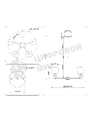 Люстра Ambrella light LH53164/5 SB/WH бронза/белый 40W 3000K D650*900
