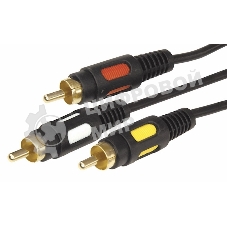 Шнур Rexant 3 RCA - 3 RCA, длина 5 м етров, черный (GOLD)